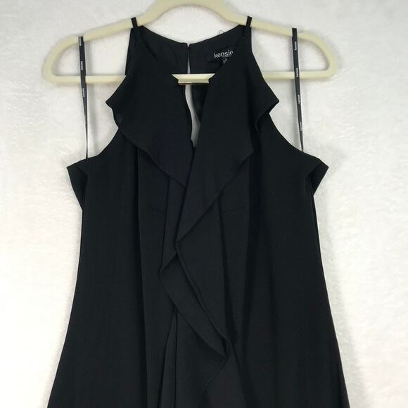 Kensie Dress Womens Size 8 Black Mini Ruffle Halter Keyhole Goth Party Cocktail - Picture 4 of 12